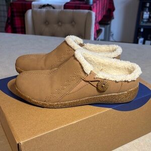 Earth Origins Tan Slip-On Shoes with Cream Lining